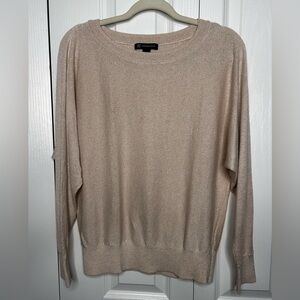 INC International Concepts Women’s‎ Gold Metallic Dolman Sleeves Crew Sweater L